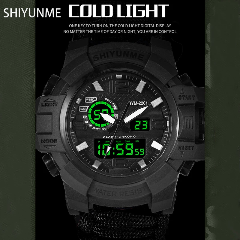 SHIYUNME Men's G Style Military Watch Waterproof Chronograph LED Electronic Compass Outdoor Sports Male Watch Relogios Masculino 4
