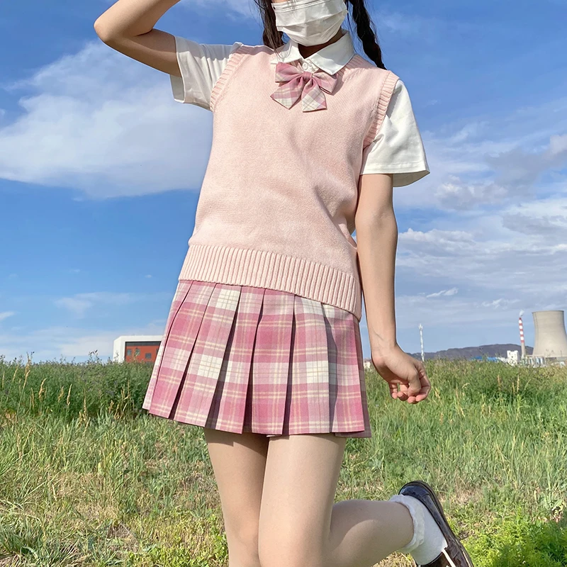 Jk Uniform Sweater Vest Classic Knit Pullover Solid Color Vest Seifuku