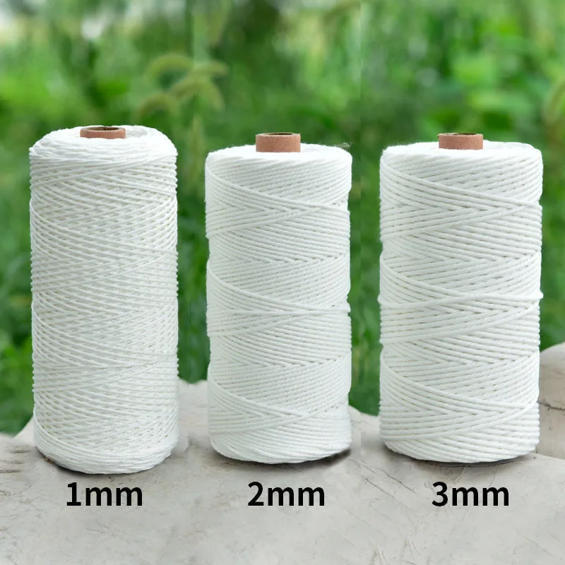 Cotton Rope 50/100/200/400M Natural Beige/White Cotton Twisted Rope 1/2/3/4mm Macrame Cotton Cord Twine String DIY Craft Knitting Decoration Cotton Rope Macrame Cord
