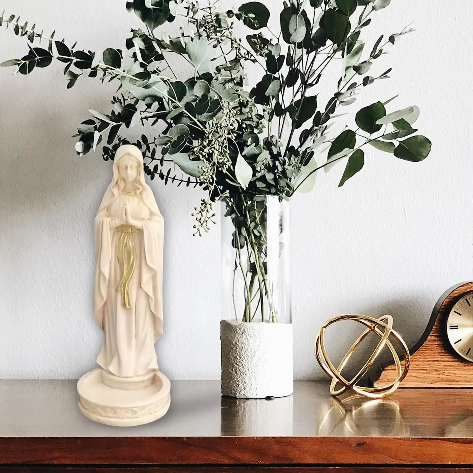 8 inch Mary Statue Standing Statue Art Crafts Resin Figurine Collection for Desktop Dining Room Home Office Decor