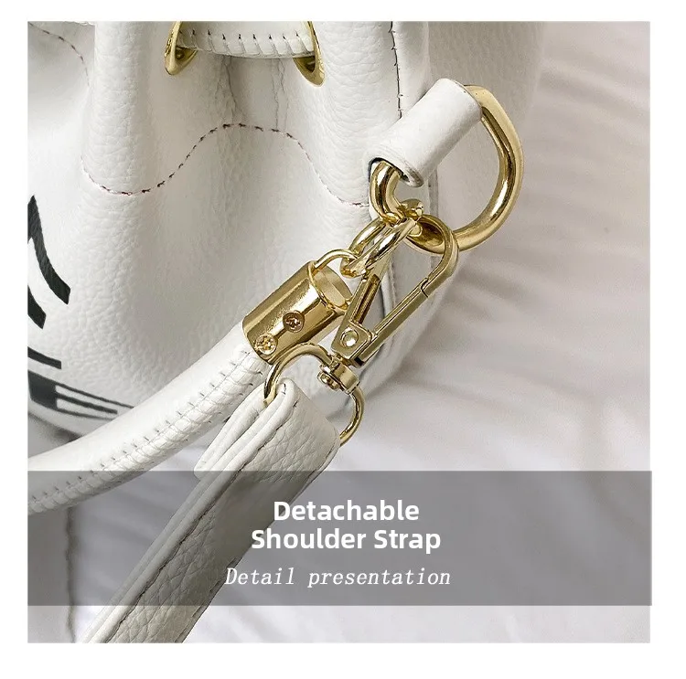 Spring New Fashion Letter PU Leather Bucket Bag - Worn as Crossbody