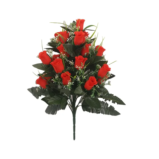 Artificial Flowers for Christmas Cemetery Flower 24 Bud Roses For Cemetery Vases Orchid Branches Artificial 2