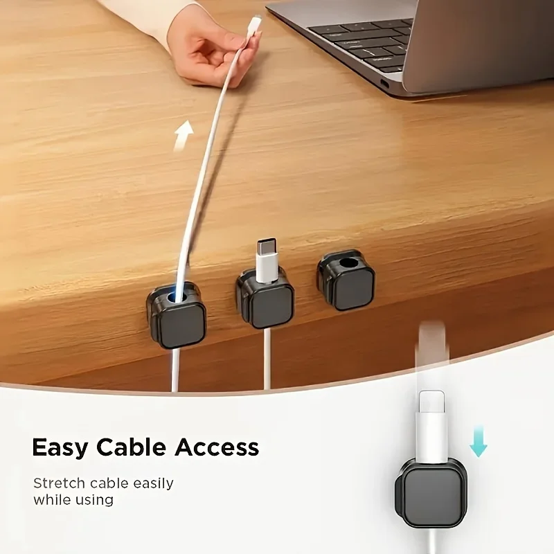 6pcs Magnetic Cable Organizer Holder Desktop Hidden Cord Clips Reusable Wire Storage Gadgets for Home Office Cables Management