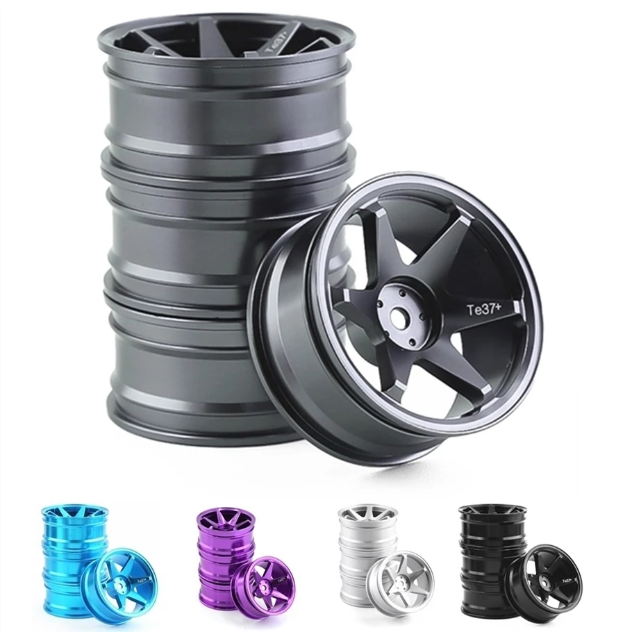 

4pcs 52mm 1/10 RC On-Road Drift Racing Car Metal Wheel Rim Wheel Hubs TE37 for Tamiya Kyosho HSP HPI Sakura Traxxas RedCat