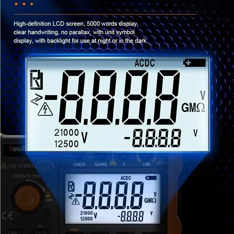 Insulation Resistance Tester 60B+ 1000V Megohmmeter 5G&Omega; Ohm Meter Digital Ohmmeter Electrical Megometer resistance tester