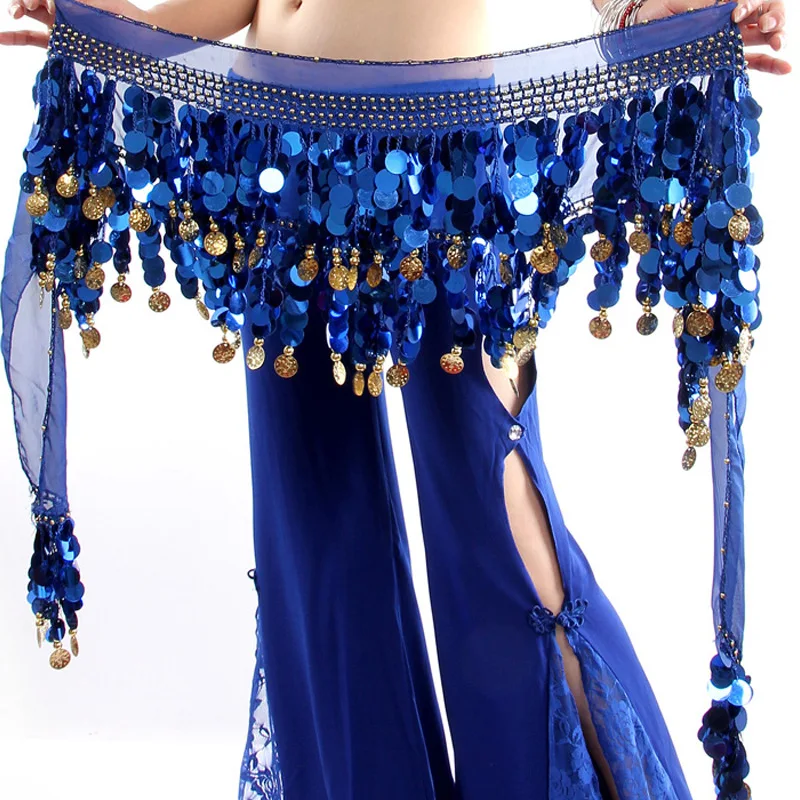 Fashion Belly Dance Waist Chain Costume Coins Skirt Belt Hip Wrap Professional Stage Clothing Girls and Women Dance Wear
