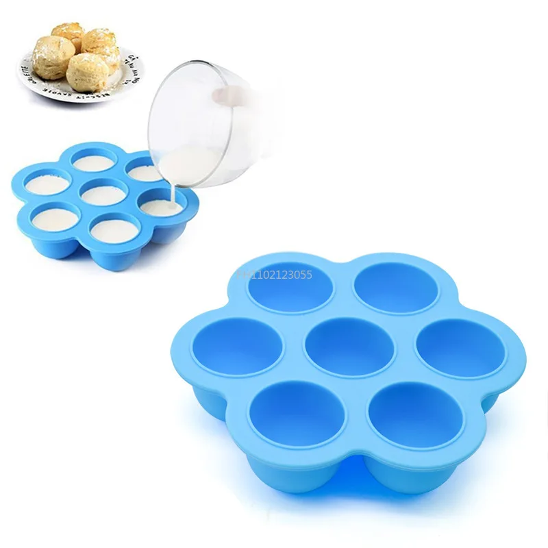 7 Holes Reusable Silicone Baby Food Freezer Tray Crisper Egg Bite Mold BPA Free Storage Baby Food Storage Containers With Lid