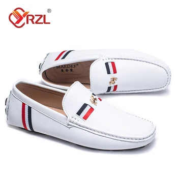 YRZL Mocassini bianchi Uomo Mocassini in pelle PU nera per uomo Casual Slip on Mocassini Uomo Comodo mocassino Scarpe da guida per uomo 1