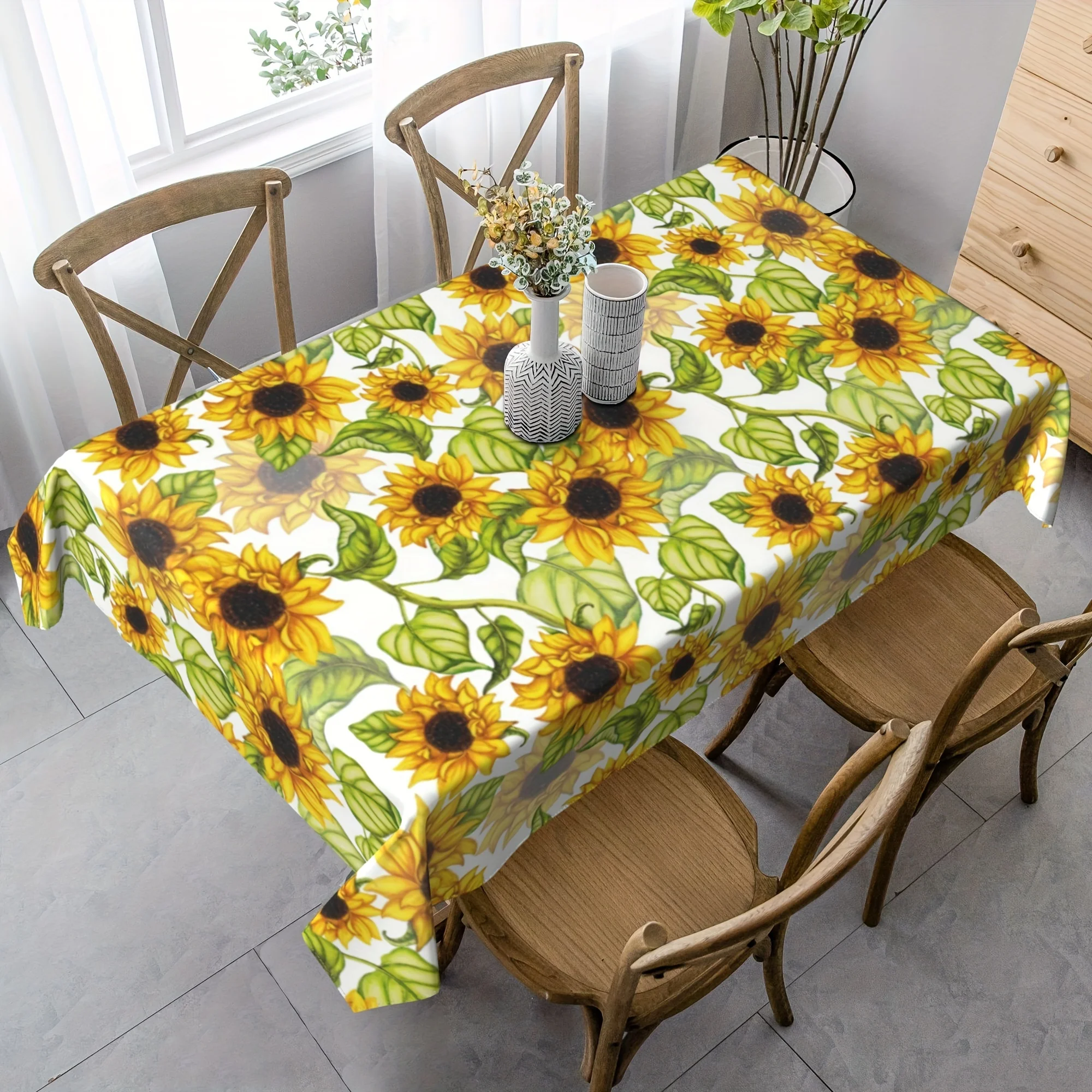 1PC Sunflower Flower Square Tablecloth Washable Dining Decoration Holiday Family Party Picnic Decorations