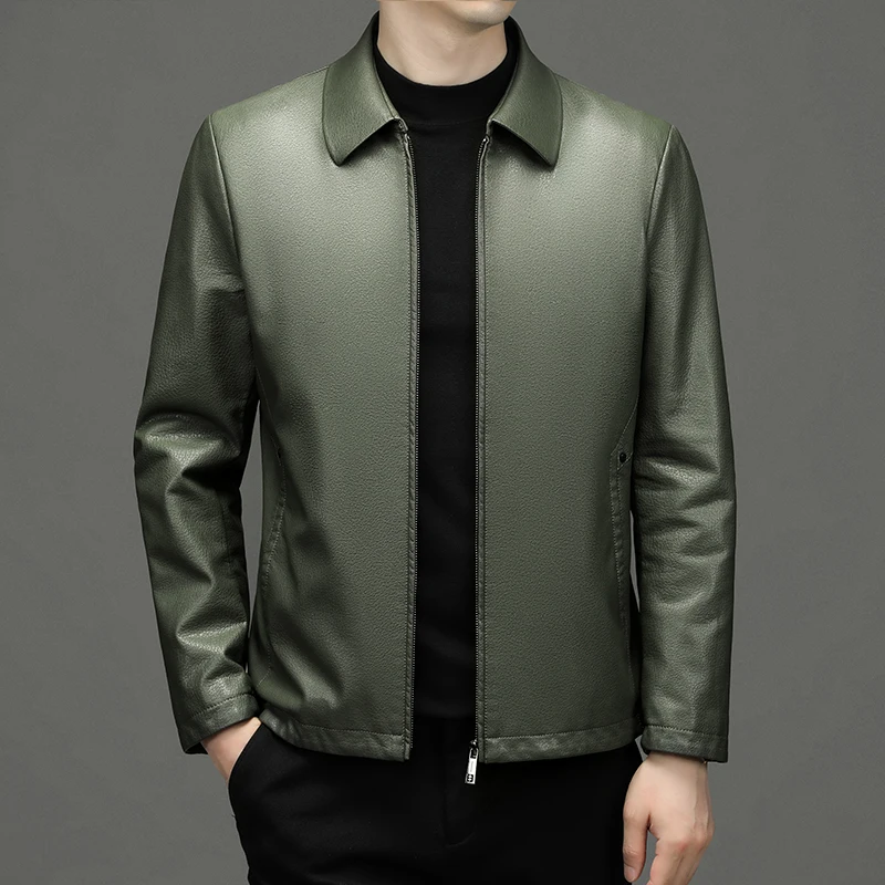 Men's Sheepskin Jacket Spring And Autumn Business Casual Thin Section Lapels