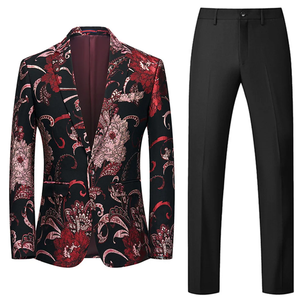 Elegant Male Suit 2023 New in Business British Style Men's Classic Black Jacquard Suit Formal Classic Prom Party Male Suits