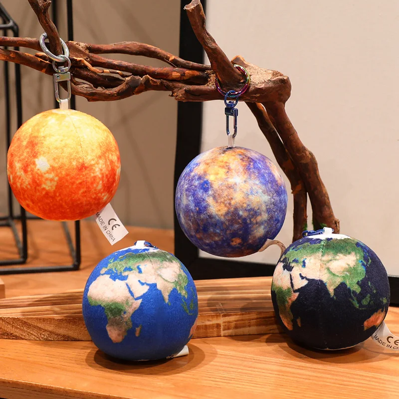Lifelike Solar System Planet Earth Sun Mars Plush Keychain Stuffed Mercury Jupiter Saturn Uranus Neptune Educational Toy Pendan