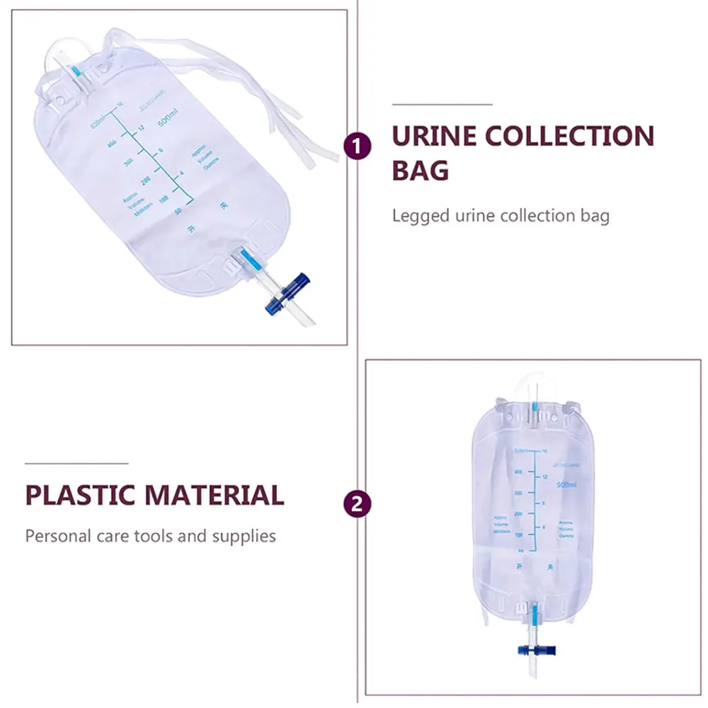 5Pcs Catheter 500ml Urine Bags for Mens Urine for Adult Type Pvc Patient Postoperation Drainage Urological Consumables