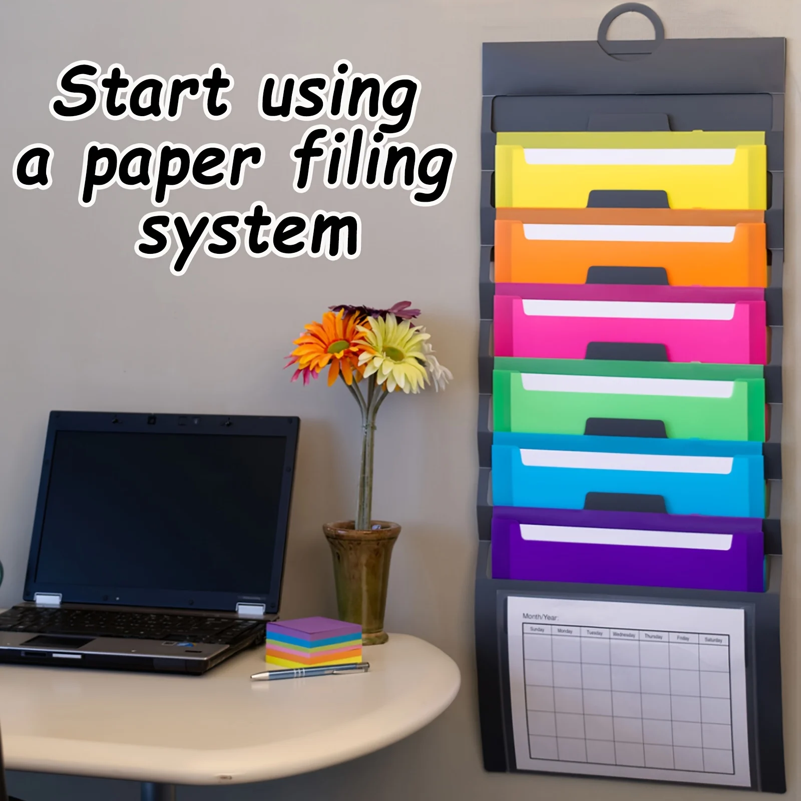 1/2Pcs 6-Pocket Organizer 36inch - Multi-Color, Bag 6-Layer Door-Back Hanging Organizer, Wall-Mounted File Folder,_voghion.com