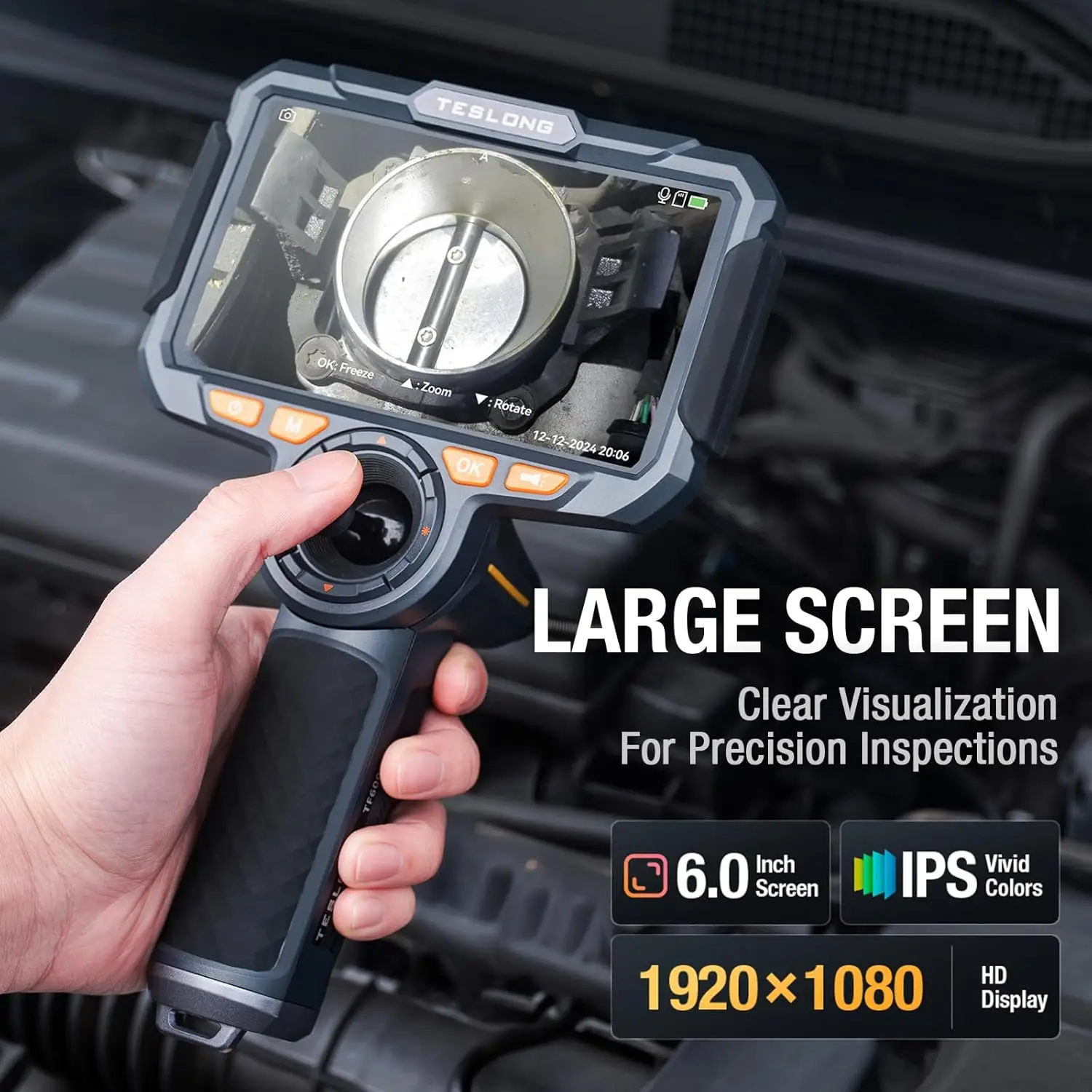 Teslong TF600 6” IPS Screen 6.5mm dual lens 360 Articulating Borescope with 4-Way Joystick Articulation WIFI 5