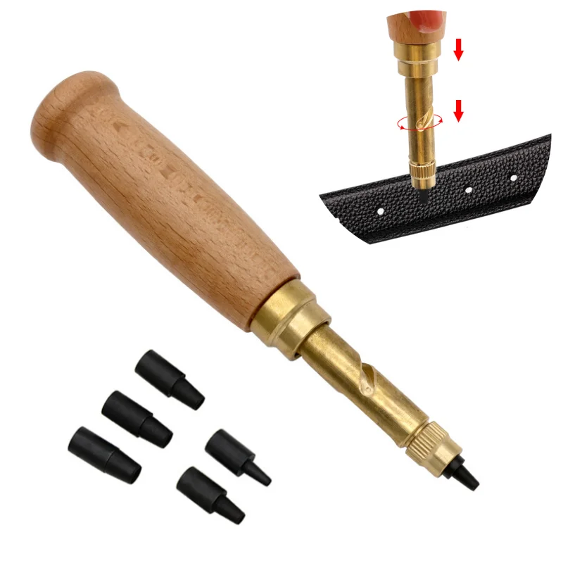 DIY Leather Punch Rotary Perforator 6-piece Belt Punch Automatic Belt Replaceable Multi-head Perforator