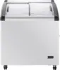 Commercial Mobile Ice Cream Display Chest Freezer Sub Zero Temp Curved Glass Top Frost Free Lid with 3 Wire Baskets 31.5 Inch 1