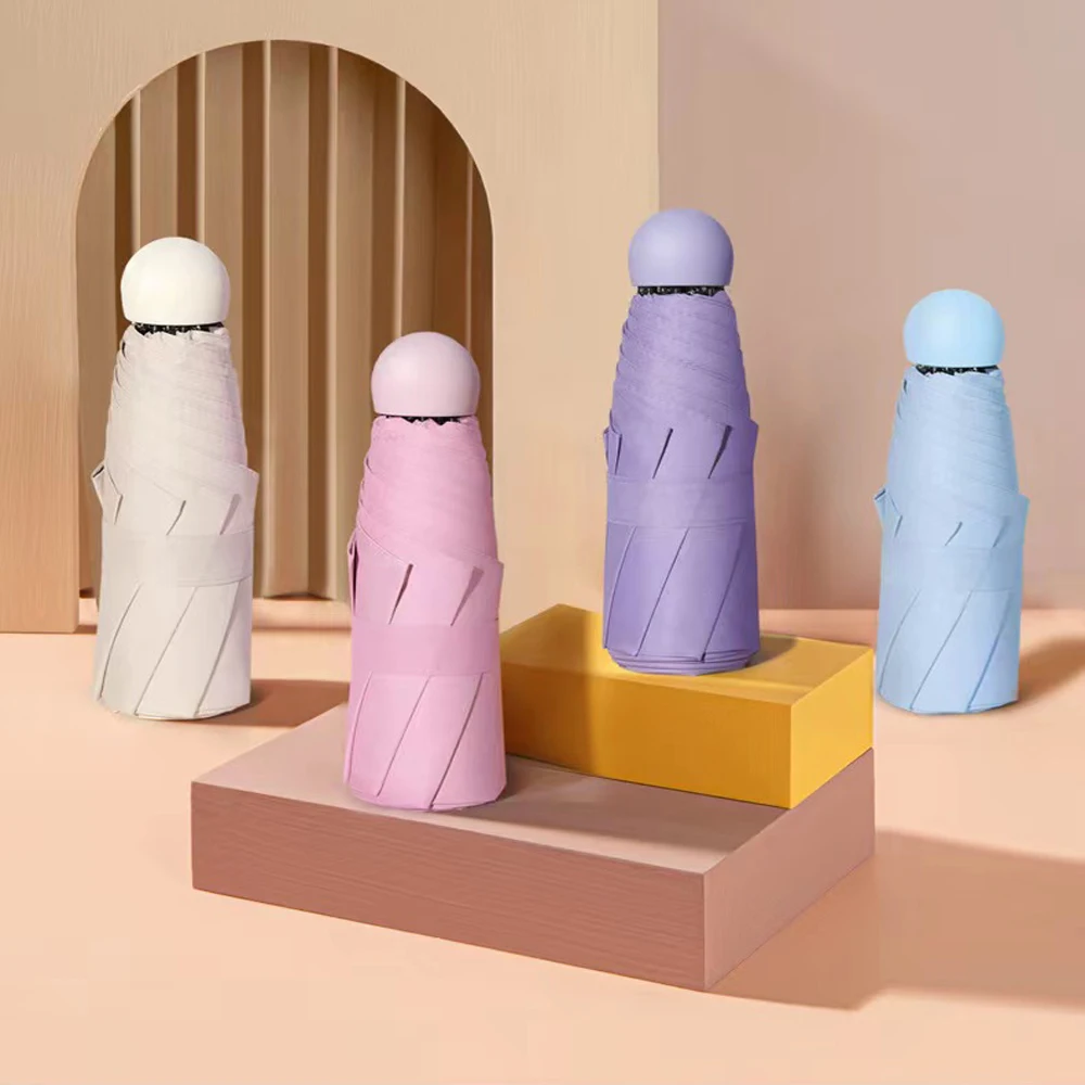 

Черное пальто капсульный зонтик солнечный и дождливый двойной водонепроницаемый солнцезащитный портативный мини-зонтик для путешествий на открытом воздухе с фотоэлементами