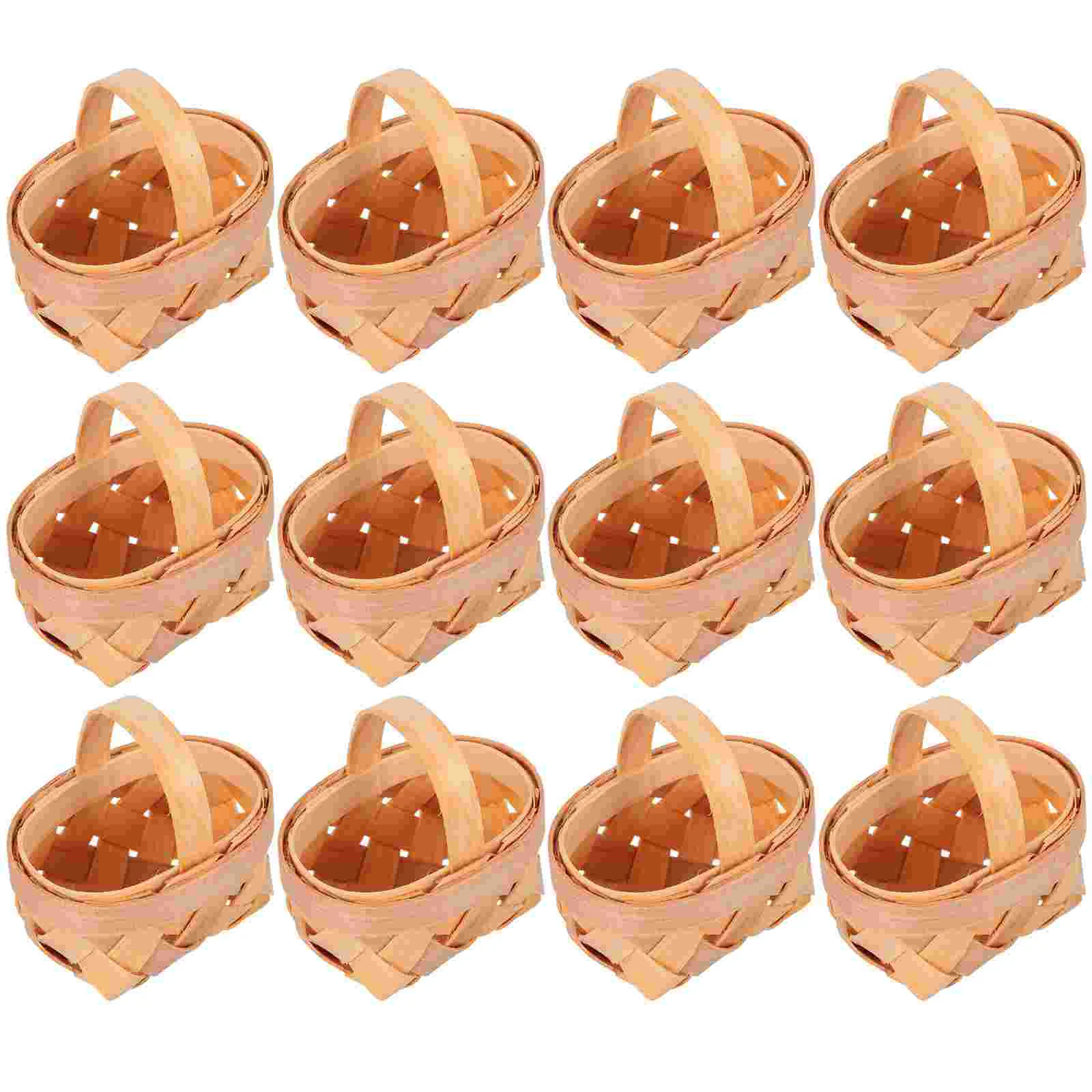 12Pcs Mini Wood Chip Basket Hand Woven Baskets Storage Bins Decorative Containers Home naments ganization Solutions 2