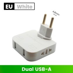 Universal 4 - in - 1 Rotatable Travel Charger with USB and Type C Ports (White EU 2USB)