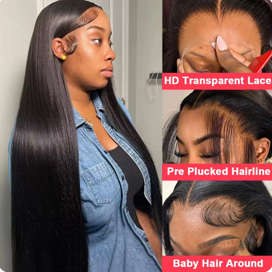 34Inch 13X4 Wear And Go Glueless Straight Wig Pre-Cut Lace Wig Preplucked Jessenia Brazilian Straight Human Hair For Women human hair wig,human hair extensions,lace front wig,human hair wigs,front lace wig