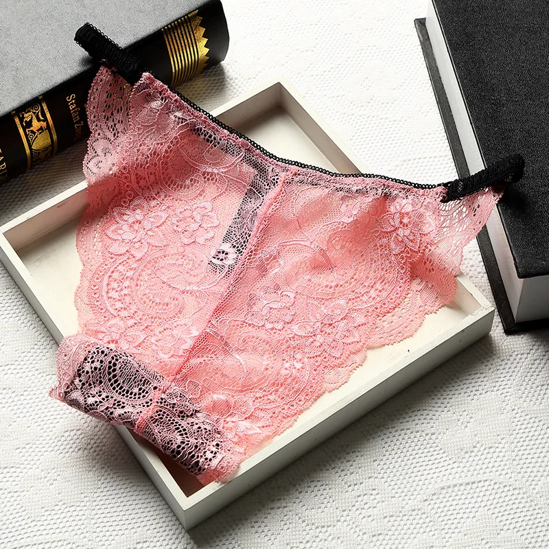 

Pure Color Ice Silk Panties Sexy Lace Female Ruffle Underpants Seamless Breathable Lady Briefs Girls Smooth Plain Panty