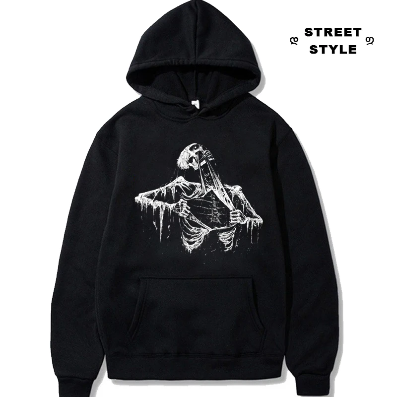 

Newest Y2k Hoodies Gothic Skull Pattern Sweatshirts Casual Hip Hop Pullovers Loose Autumn Winter Fleece Tops Aesthetic Sudaderas