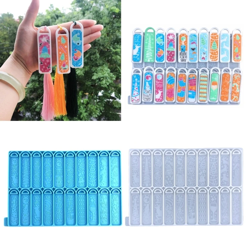 

DIY Christmas Bookmarks Collection Keychain Silicone Epoxy Mold DIY Necklace Pendant Mould for Christmas Gift Craft