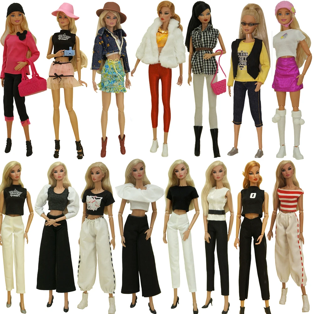 11 5 cosplay shirt ripped jeans jumpsuit pants 1 6 bjd doll clothes for barbie accessories outfit top NK Official New Office Lady Jumpsuit Shorts Dress Clothes Bag Doll Accessories Daily Suit Clothes for 30cm Barbie Doll JJ