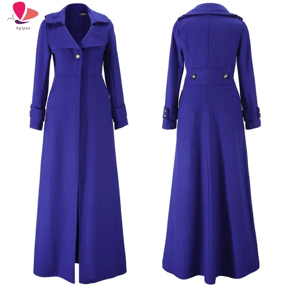 

APIPEE женское осенне-зимнее шерстяное длинное пальто, Тренч, приталенные куртки с отложным воротником, модное пальто, женская верхняя одежда