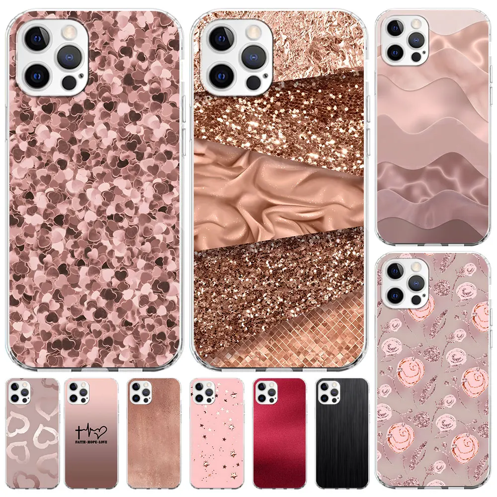 Love Rose Gold Style Fudna Per Apple Iphone 11 13 Mini 14 15 12 Pro Max 7 8 Plus Xr X Xs Cover Per Telefono In Silicone Trasparente