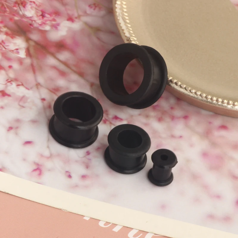 Piercing Tunnel Set Soft/Hard Silicone Flesh Ear Plugs 2g-25mm Flexible Ear Stretching Gauge Expander 6-24MM mix 10 size black