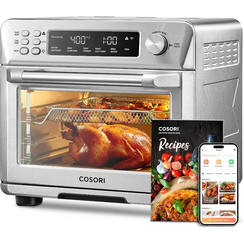 

COSORI Air Fryer Toaster Oven, 12-in-1, 26QT Convection Oven Countertop, Stainless Steel with Toast Bake and Broil, Smart