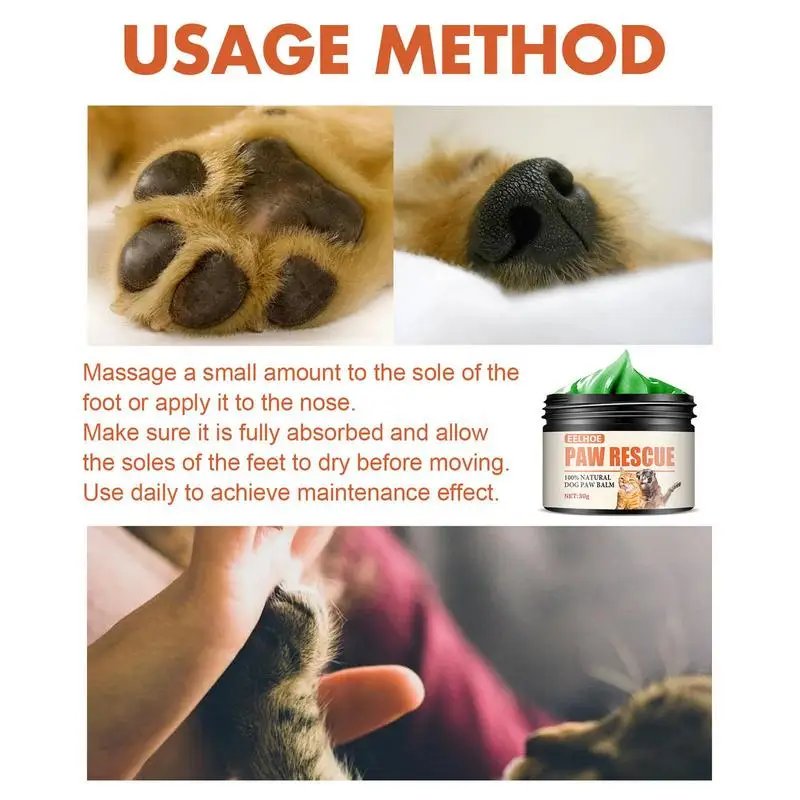 Paw Pad Balm 30g Dog Paw Wax For Dry Paws & Nose Paw Pad Lotion With Dog Paw Protection For Hot Pavement Nose Paw Moisturizer