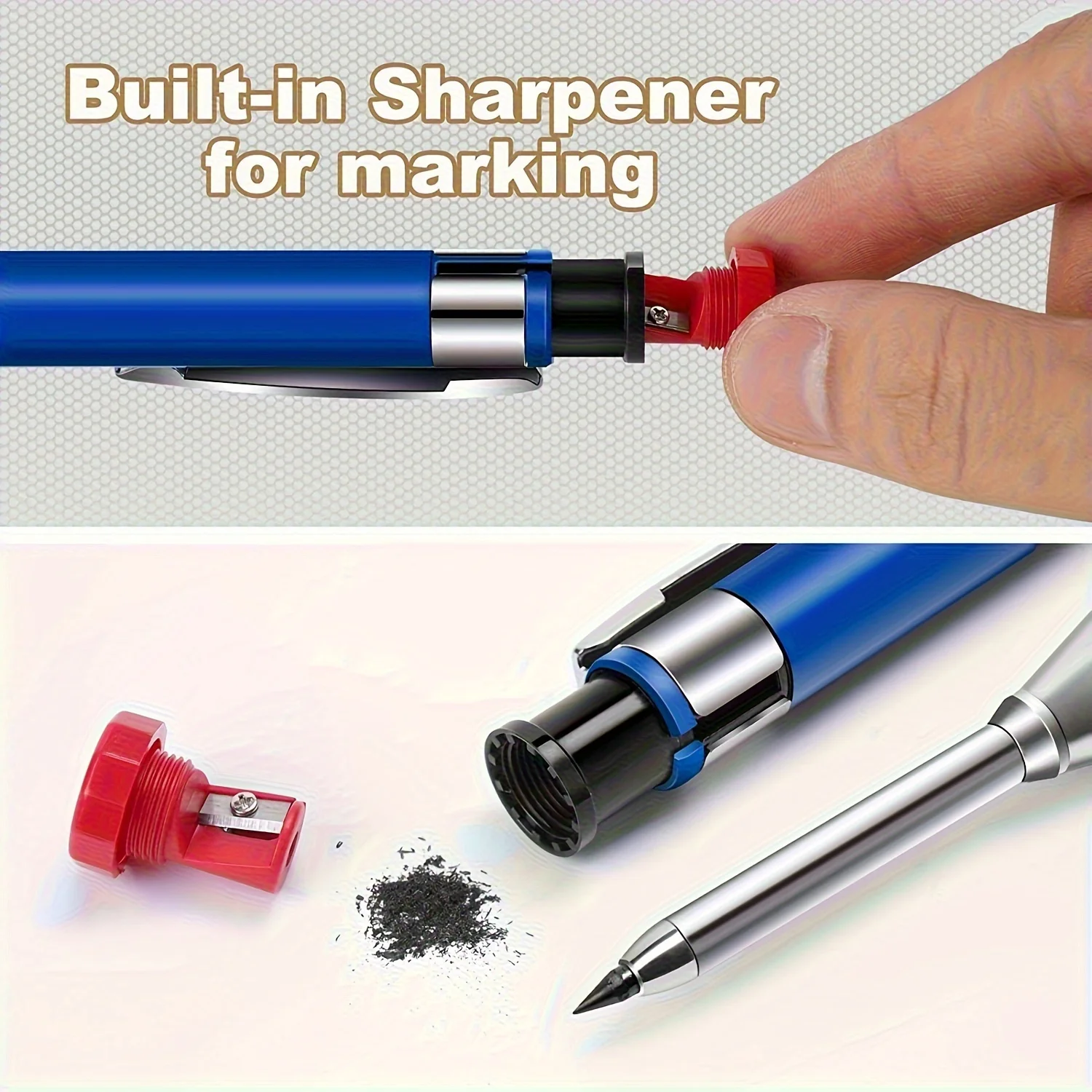 Metal Woodworking Mechanical Pencil With 2.8mm 10pcs/box Lead and Eraser, Deep Hole Marker Carpenter Architect Drawing Pencils 4