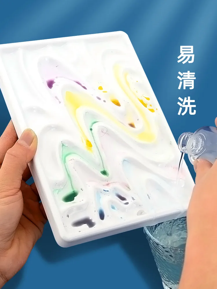 모조 도자기 수채화 팔레트, 물결 모양, 세척하기 쉬운 안료 플레이트, 중국 회화, 전문 미술 도구