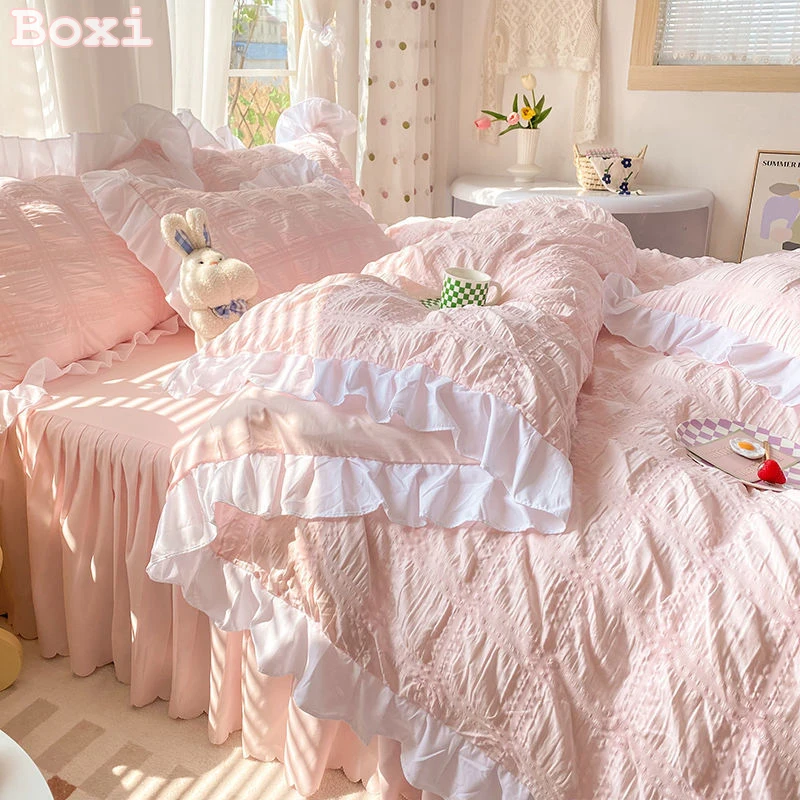 Luxe Linens Seersucker Juego De Ropa De Cama Seersucker A Rayas - Incluye Funda Nórdica Y Fundas De Almohada, Algodón Luxe Linens Ropa Cama Seersucker