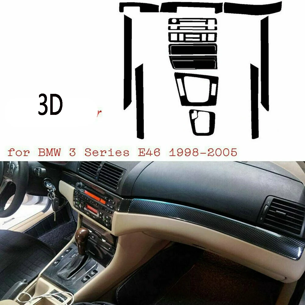 Auto Innen Zubehör Auto Innen Moulding Trim Streifen Für BMW 3 Serie E46  1998-2005 Dashboard Carbon Faser Aufkleber - AliExpress