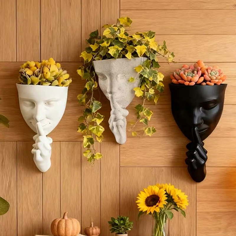 Künstlerischer Gesichtsförmiger Wand-Blumentopf Kreative Wanddekoration Geeignet für Grünpflanzen und Blumen Platzierung Geschenkidee