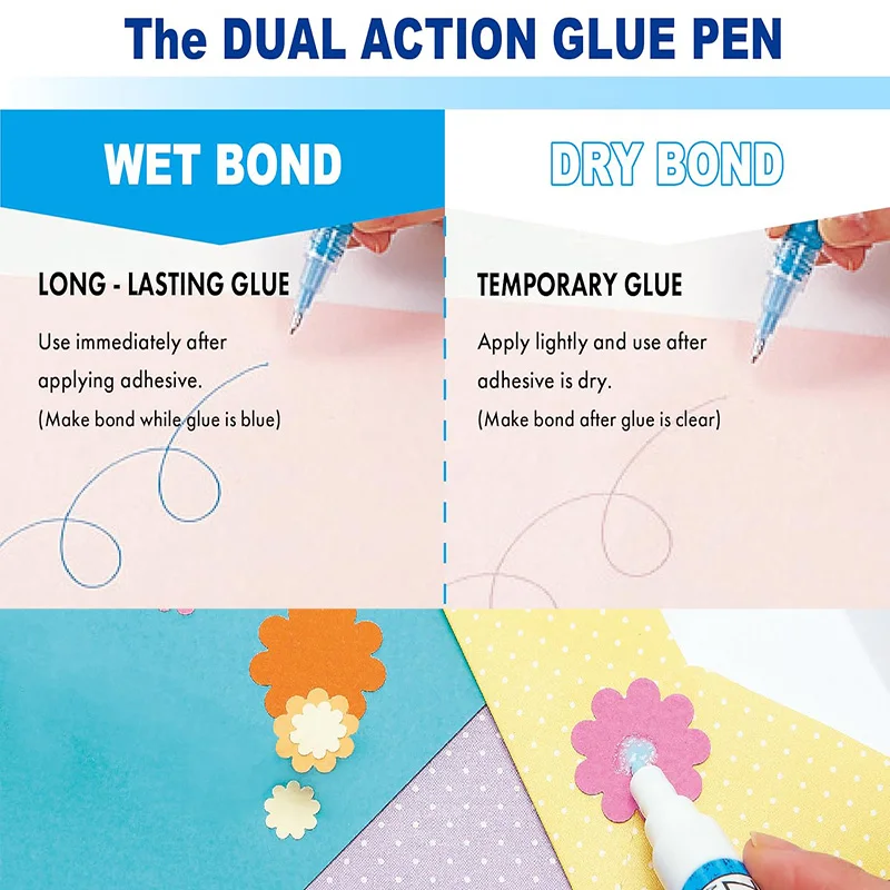 Multifunction Pen Japan Kuretake Zig 2 Way Glue Pen(1mm/2mm/4mm/15mm) Adhesive for Professional,Artists, Crafting, Scrapbooking, Gift Card