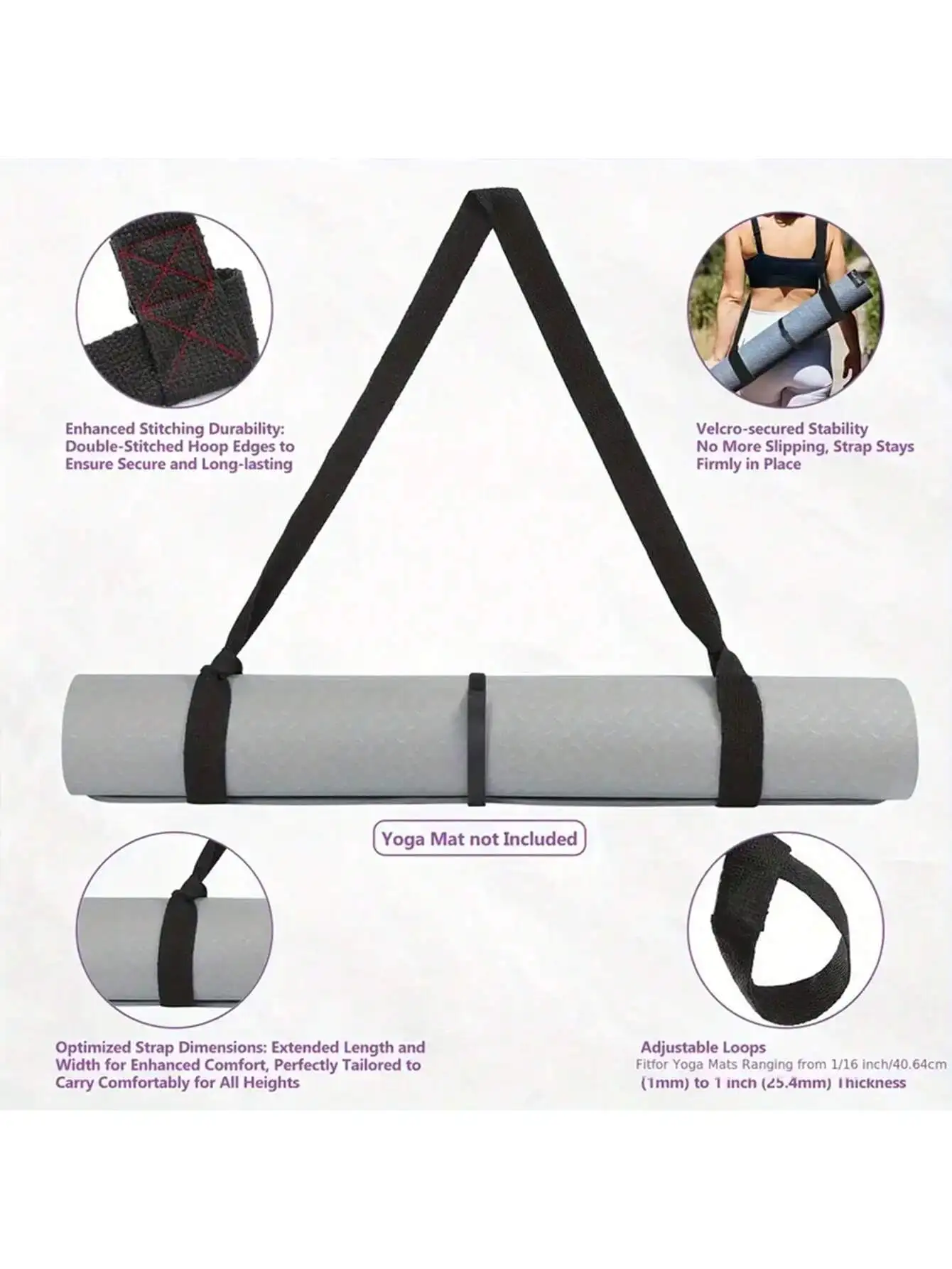Portable Multipurpose Yoga Mat with Shoulder Strap & Binding Accessory