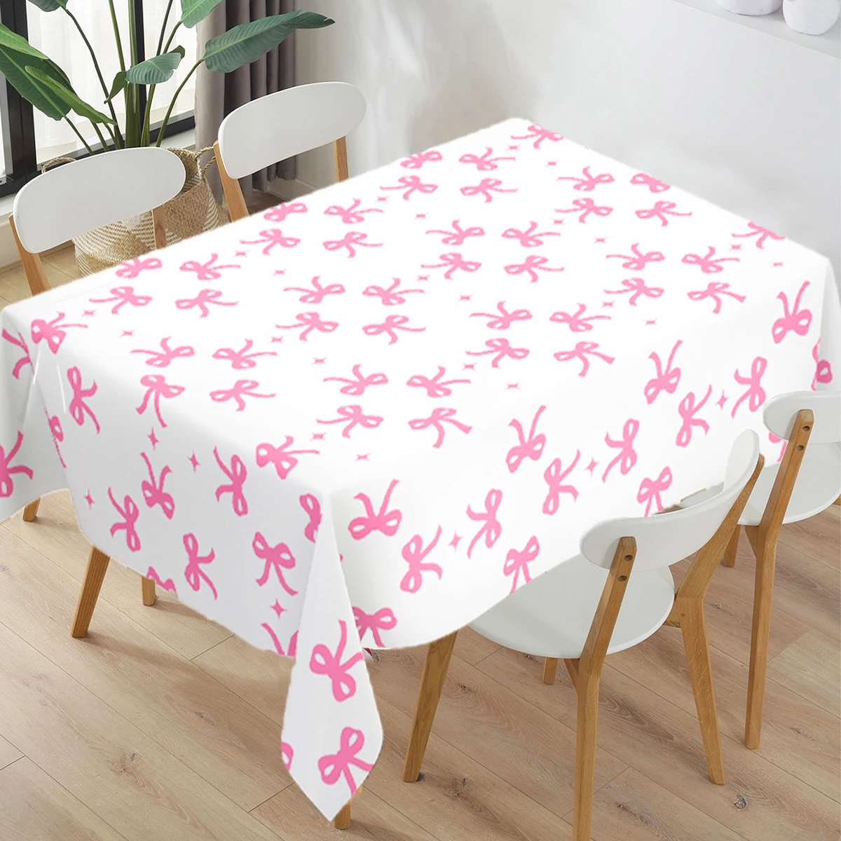 3 Pcs Pink Bow Tablecloth, Coquette Tablecover Pink Plastic...