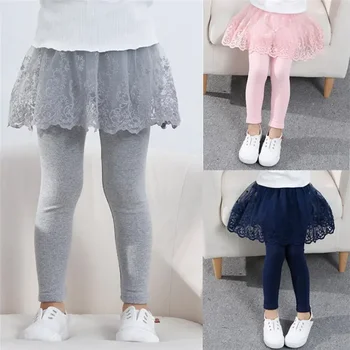 New Baby Girls Leggings Lace Princess Skirt-pants Spring Autumn Children Slim Skirt Trousers for 2-7 Years Kids Clothes 1