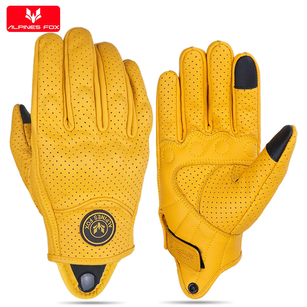 Motorcycle Gloves Full Finger Touch Screen Breathable Vintage Retro Motocross