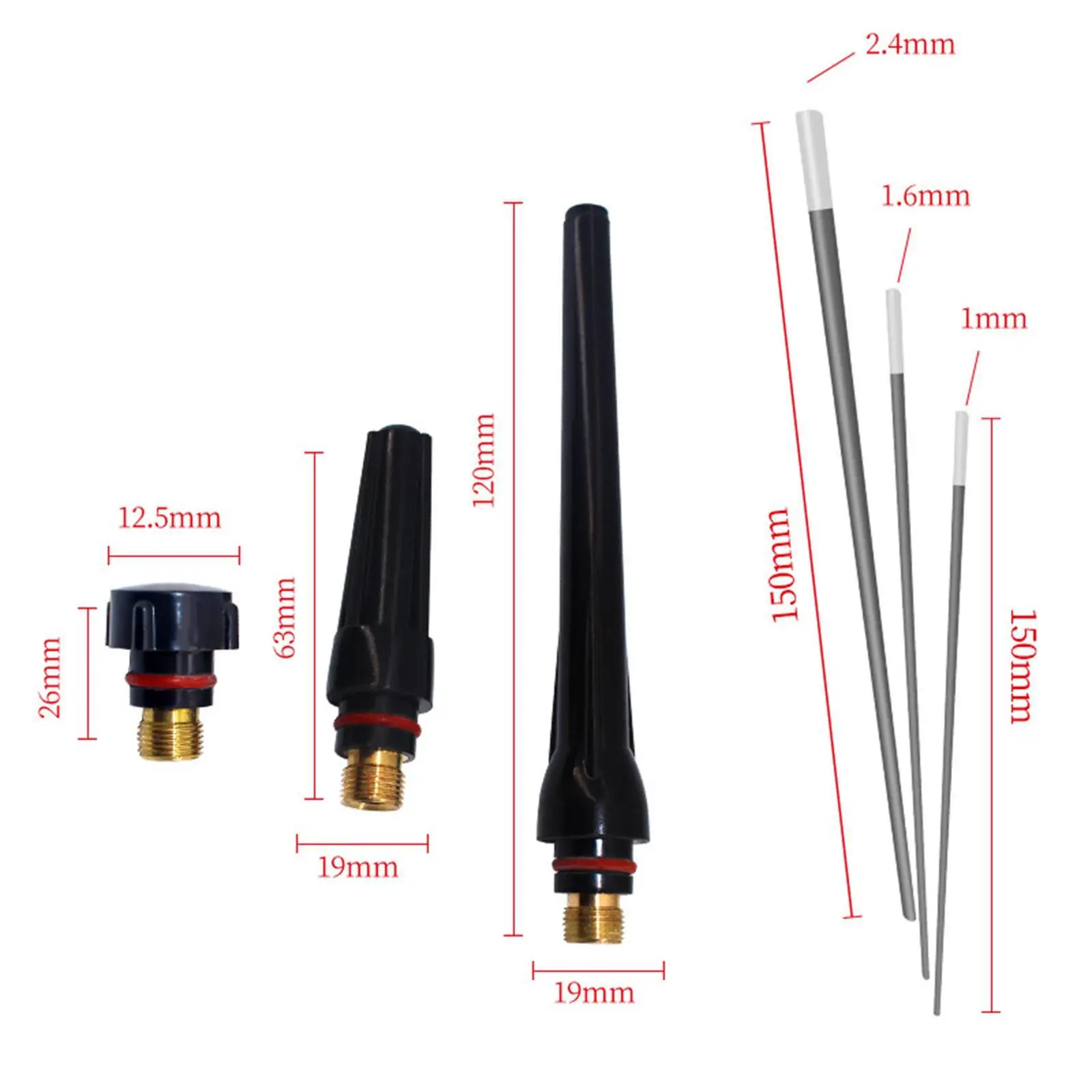 17Pcs TIG Welding Torch Gas Lens Collets Body Accessories for WP-17/18/26 6