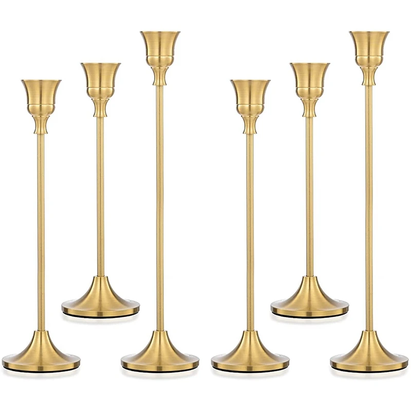Candlestick Cone Candlestick 6 Piece Set Brass Gold Candlestick Retro