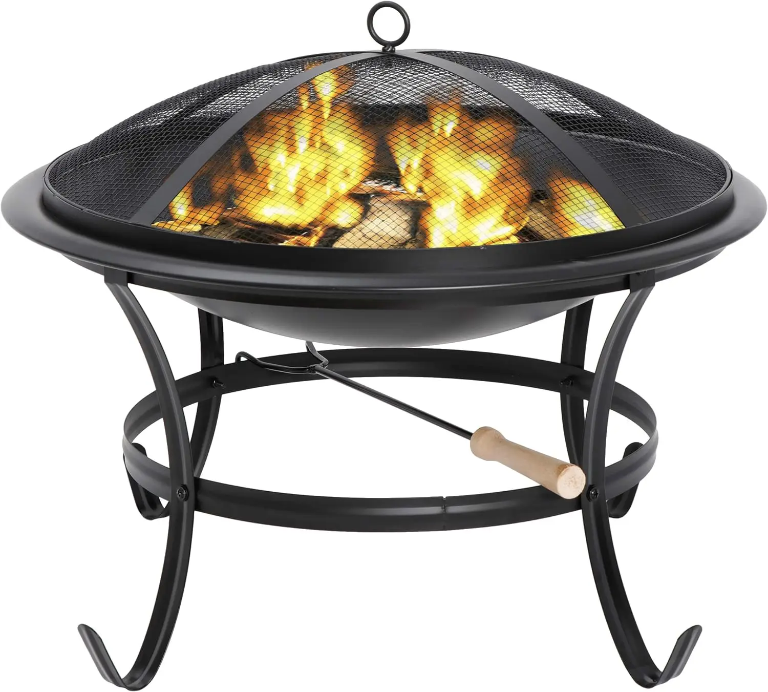 22" Portable Firepit Mini Round Fire Bowl w/,Screen Cover,Safety Metal Legs Fireplace for Backyard,Camping,Patio