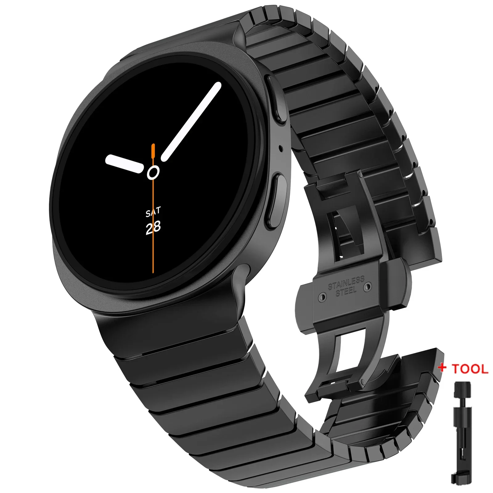 Luxury Stainless Steel/Titanium Watch Strap - Classic Metal Bracelet Design