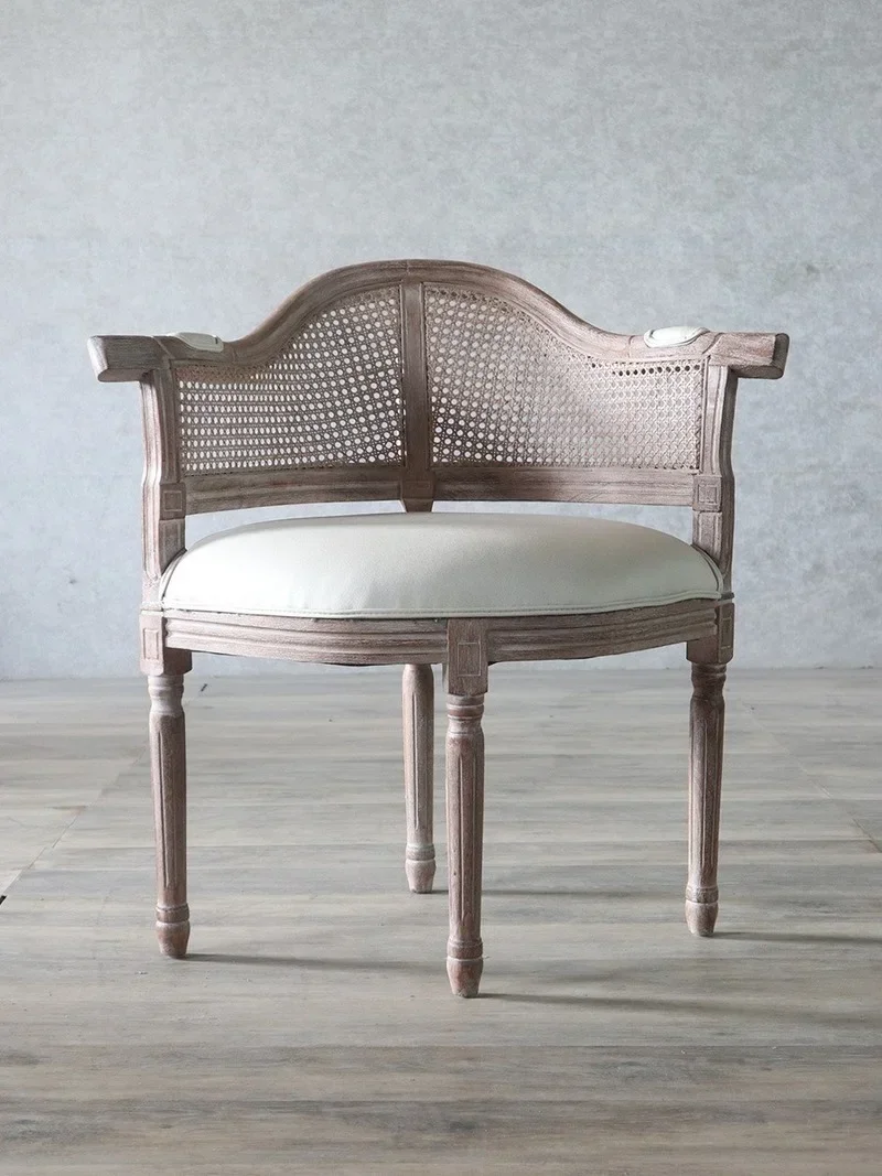 Made French Country Armchair, American Light Luxury Retro Dining Chair, Cafe, Bar, Designer Leisure Chair