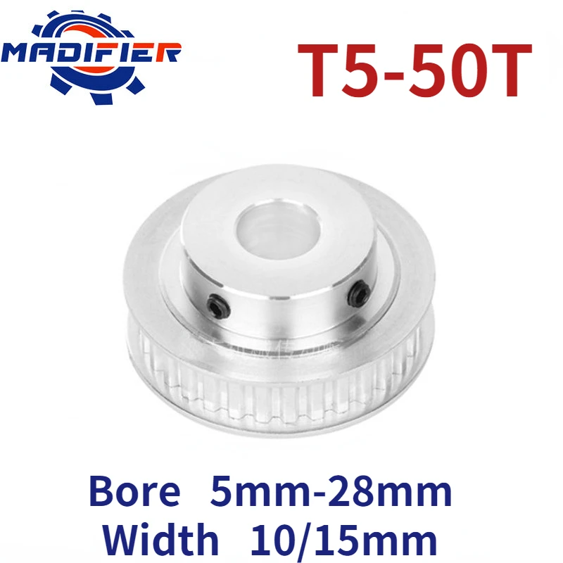 

T5 50 Teeth/T Boss Synchronous Belt Pulley BF Groove Width 10/15mm Inner Hole 5/6/8/10/12/14/15/16/17/18/19/20/22/24/25/28mm